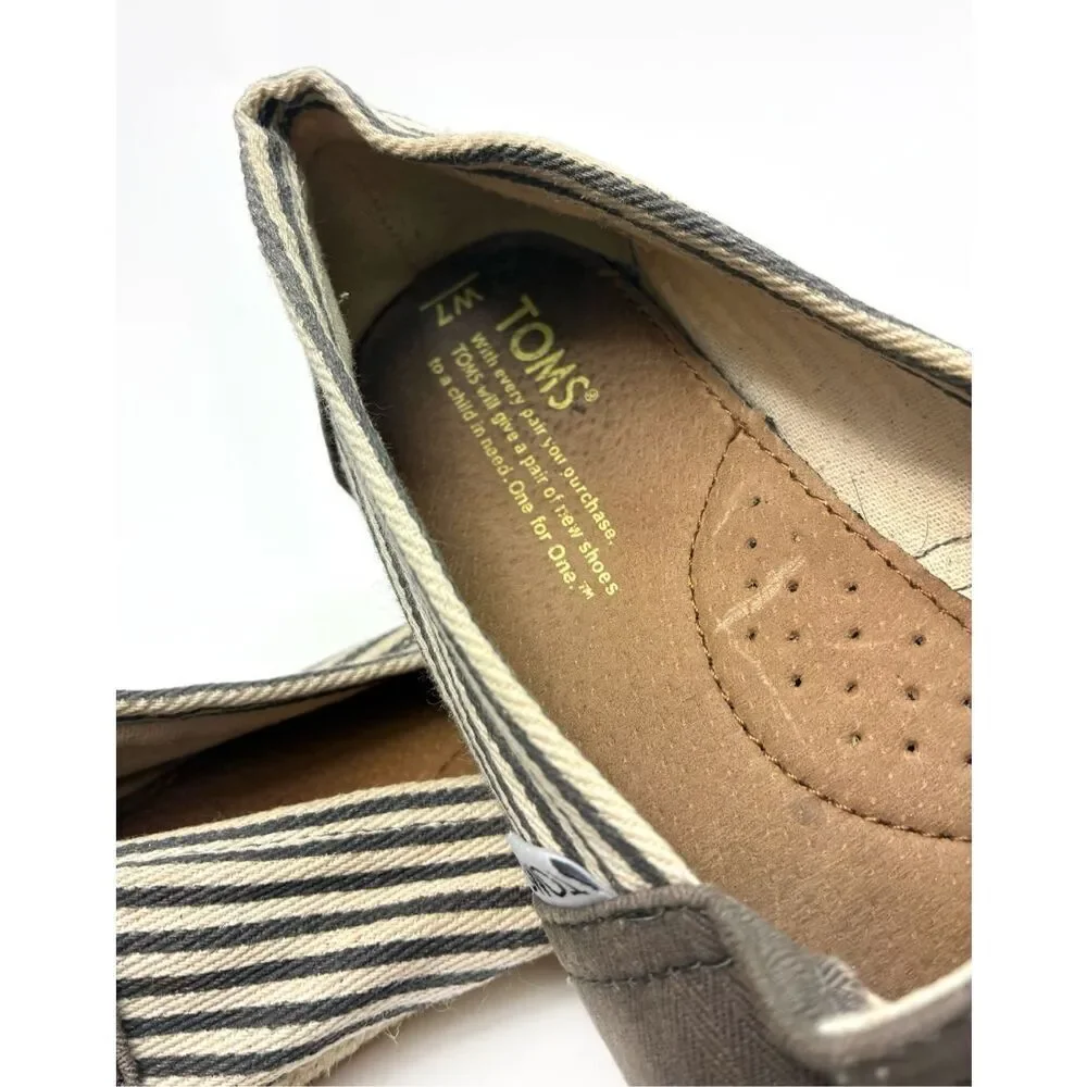 TOMS Ash Gray Canvas Espadrille Flats Sz 7